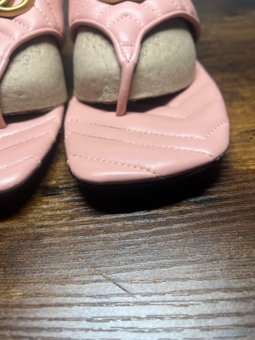 Gucci Pink Marmont Quilted Leather Thong Sandal perfect pink 39.5 - Picture 6 of 10